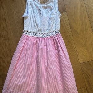 Lilly Pulitzer Pink and White Eyelet Kids Dress